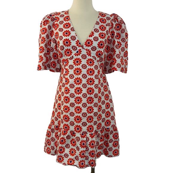 Rhode Mariana Linen Mini Dress Retro Floral Size 6 NWT